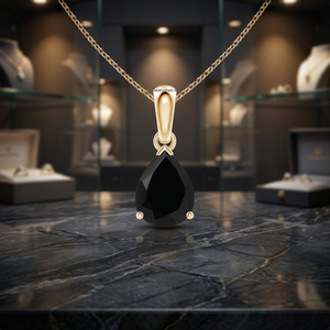 จี้เพชรดำทรงลูกแพร์ธรรมชาติสำหรับผู้หญิงจาก Vaayu Jewels เหมาะสำหรับสวมใส่ทุกวัน ทำจากทอง 10K 14K 18K และเงิน 925 935 - Product Image 1