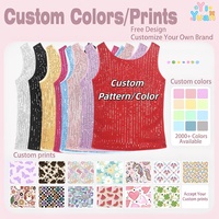 Top de Lentejuelas Multicolor para Niñas, Diseño OEM ODM, Sin Mangas, Cuello Redondo, Color y Patrón Personalizados, Brillante, para Danza y Espectáculos