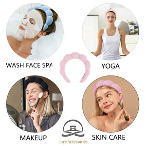 Macaron Color Sponge Headband 4Pcs Set High Puff Face Slimming Sunflower Hair Clip <strong>Scrunchie</strong> Makeup Sponge Daily Skincare Kit - Product Image 5