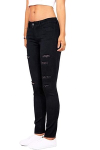 Jean taille haute <span class=keywords><strong>noir</strong></span> pour femmes, <span class=keywords><strong>pantalon</strong></span> en Denim Stretch, déchiré, moulant, mode 2020 - Product Image 2
