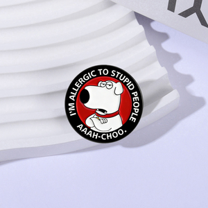 Broches de Esmalte con Diseño de Perro de Película de Animación de Comedia, Perro <span class=keywords><strong>Arrogante</strong></span>, Soy Alergico a las Personas Estúpidas, Insignia para Solapa, Joyería, Regalo para Amigos - Product Image 2