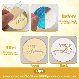 Disponibili all'Ingrosso Decorazioni Acriliche Rotonde Dorate a Specchio per Cupcake di <span class=keywords><strong>Compleanno</strong></span>, per Regali Fai-da-Te, Fiori, Pasticcini e Dessert - Product Image 3
