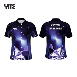 Camisa de dardos personalizada, camisa de design com logotipo de impressão de alta qualidade para clube e dardos com bolso