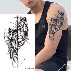 Últimos 15 días pegatinas de tatuaje temporal para mujeres y hombres maquillaje de arte corporal impermeable a prueba de sudor con diseño de Tigre a base de plantas - Product Image 1