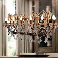 Rococo luxe lustre en cristal suspension design industriel Style interrupteur E12 hôtel salon mariage éclairage intérieur