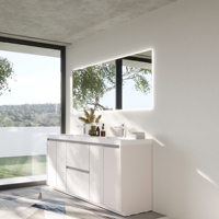 Meuble-lavabo de salle de bain de 72 pouces en gros, armoire étanche, double vasque en pierre artificielle, stock en entrepôt américain, échantillon commercial