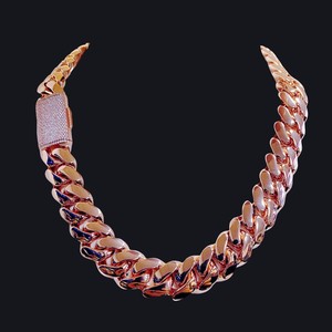 Rose Gold Plated Miami Cuban Link <strong>Chain</strong> Solid <strong>Brass</strong> Hip Hop Necklace For Men Women Bold Streetwear <strong>Jewelry</strong> Cadenas De Oro Rosa