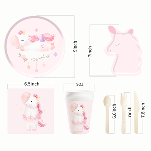 Articles de fête sur le thème de la licorne DAMAI pour filles, assiettes en papier roses, gobelets, guirlande, vaisselle jetable pour fête - Product Image 6