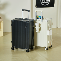 Kit de bagages 20+24+28, avec porte-gobelet et port USB, kit de bagages à main en PC avec roues à 360 degrés.