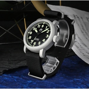 San Martin Men <b>Watch</b> 40mm Simple Pilot Style Bead Blasted Steel Automatic <b>Mechanical</b> <b>Watches</b> Waterproof 10Bar C3 Luminous SN0143 - Product Image 4