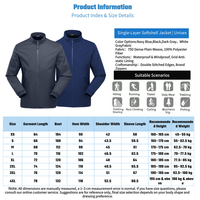 Veste softshell noire imperméable coupe-vent à col montant et fermeture éclair pour le travail en extérieur et les trajets quotidiens