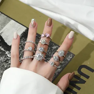 Venta caliente de compromiso personalizado anillos de promesa banda Moissanite 925 plata esterlina 5A circón diamante anillos de boda