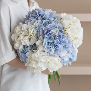 Katie Round Handmade <b>Hydrangea</b> <b>Artificial</b> <b>Flowers</b> White And Light Pink Plastic Silk High Simulation Wedding Home Decor - Product Image 1