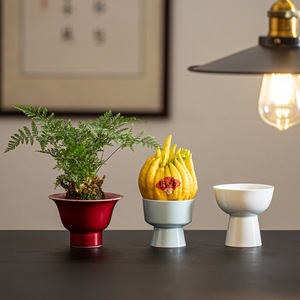 Plateau à fruits en céramique sur pied, plat rond en porcelaine pour la décoration de la maison, plateau à thé et à collations, plateau de présentation Bergamote, petit porte-plantes - Product Image 2