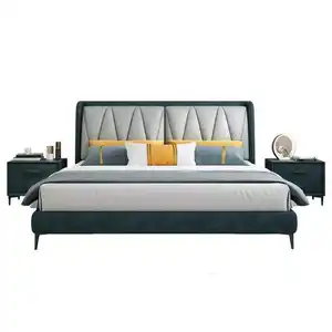 침실 가구 퀸 덮개를 씌운 플랫폼 침대 가죽 침대 조립하기 쉬운 나무 더블 침대 CELB005