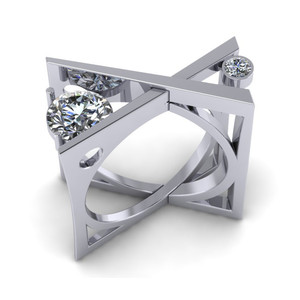 Anello a Forma di X per Donne con Pietra Scintillante, Gioiello da Dito alla Moda per Feste - Product Image 6