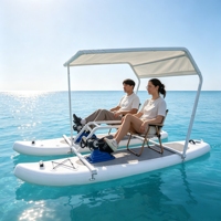 Bateau à pédales gonflable commercial personnalisé pour 2 adultes avec auvent pare-soleil pour l'extérieur, la mer et les rivières