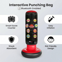 Sac de frappe gonflable pour sport en intérieur et extérieur, ensemble de boxe avec système de notation, lumière et musique, avec gants, jeu de boxe