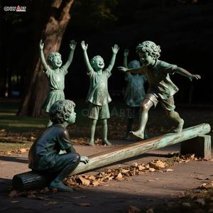 Vente personnalisée Grande statue en laiton pour <span class=keywords><strong>enfants</strong></span> en métal coulé à <span class=keywords><strong>la</strong></span> main, grandeur nature, sculpture en bronze pour <span class=keywords><strong>enfants</strong></span>, parc urbain, paysage décoratif - Product Image 5