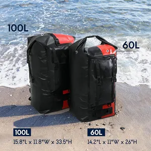 60L 100L 100% không thấm nước ROLL-Top Ba lô nhiệm vụ nặng nề công suất lớn Túi khô với túi và van khí cho chèo thuyền Kayak đi bè
