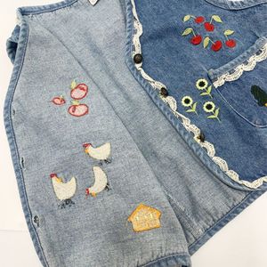 Vêtements d'été et de printemps pour enfants, veste en jean brodée de dentelle pour filles, veste de mode pour bébé, vêtements pour bébé - Product Image 3