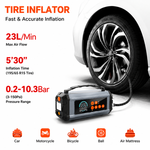1200A Jump Starter Tire Inflator Air Compressor 7 in 1 <b>Car</b> Battery Booster with Blower Vacuum LED Light Power Bank SOS OEM ODM - Product Image 4