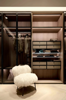 Sistem Lemari Modular Kustom Mewah - Organizer Lemari Pintu Kaca Ramah Lingkungan FSC dengan Lampu LED & Konektor Logam