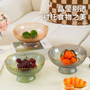 Luxury Retro Tall Fruit Dish Transparent Glass 8940 Home Decor Serving Bowl For Snacks Candies Dried Fruits - Product Image 4