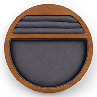 DIGU S034 Présentoir à bagues et bracelets en bois rainuré, support de rangement rond fait main pour bijoux, idéal pour les magasins de détail