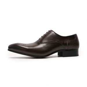 2021 Retro Black Brown Leather <b>Shoes</b> Pointed Toe Men Lace up Formal Business Office Wedding Dress <b>Shoes</b> - Product Image 2