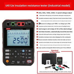 เครื่องทดสอบความต้านทานฉนวนความแม่นยำสูง UNI-T UT512E 2.5kV เมกะโอห์มมิเตอร์ สำหรับช่างไฟฟ้า - Product Image 6