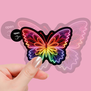 50 Piezas de Pegatinas de Vinilo de Mariposas de Neón Fáciles de Despegar, Pegatinas Decorativas Estéticas <span class=keywords><strong>para</strong></span> Patinetas, Computadoras Portátiles y <span class=keywords><strong>Cuadernos</strong></span> - Product Image 3