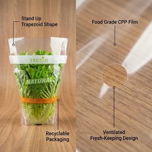 Sac d'emballage trapézoïdal en CPP pour laitue avec trous d'aération pour l'emballage en vrac de légumes et herbes fraîches - Product Image 4