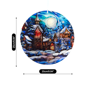 Christmas Art Deco Glass Sun Catcher 16cm for Window Garden Home <b>Winter</b> <b>Decor</b> Snowy Night Mother's Day Gifts - Product Image 6