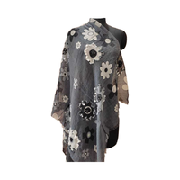 Écharpe longue en laine de luxe peinte à la main avec broderie florale traditionnelle, artisanale, châle d'hiver pour adulte, vente en gros