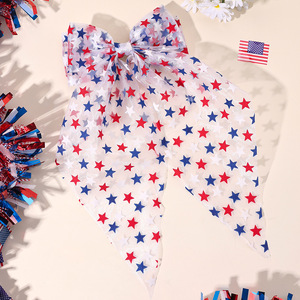 Épingle à cheveux durable avec ruban drapeau américain commémoratif et nœud superposé en tulle, accessoire <span class=keywords><strong>de</strong></span> fierté nationale pour festival d'été - Product Image 2