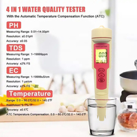 Instrument électronique multifonctionnel de compteur numérique portable 4-en-1 à prix d'usine pour la mesure de la température EC pH TDS