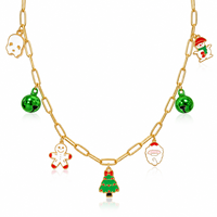 Collier de Noël Huibao en acier inoxydable avec chaîne trombone et pendentif émaillé, cadeau idéal pour femme