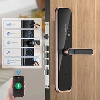 Serrure de porte en bois intérieure connectée en WiFi Capteur de graffiti à une poignée Mot de passe numérique en alliage de zinc Entrée de maison intelligente