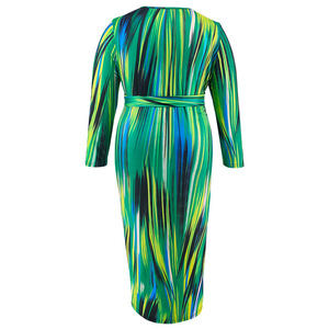 HO autunno prodotti popolari 2024 abbigliamento donna taglie forti girocollo maniche lunghe a righe irregolari stampa abito lungo - Product Image 4