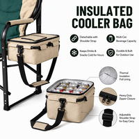 Chaise de camping pliable avec table latérale et sac isotherme, chaise de directeur portable robuste, chaise d'extérieur pour la plage, la pêche, le pique-nique, la cour