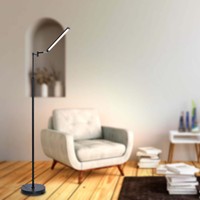 Lampe de sol LED moderne à intensité variable avec base métallique personnalisable et tête multi-pliable pour salon et décoration intérieure