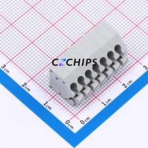 MX250-3.5-07P-A-GY01-Cu-A Spring Terminal Block Through hole Component (THT),P=3.5mm Connector 1x7P 3.5mm Gray Through Hole - Product Image 1