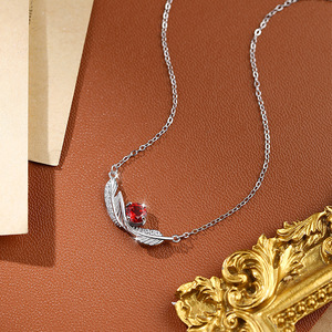 Collier en argent sterling 925 avec 9 plumes et pierres naturelles pour femme, chaîne avec pendentif plume, cadeau - Product Image 5