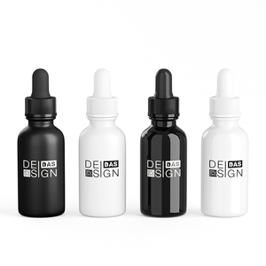Tùy chỉnh Chai nhỏ giọt <span class=keywords><strong>60ml</strong></span> 1oz trắng đen chăm sóc da râu dầu Boston Vòng chai thủy tinh nhỏ giọt với ống nhỏ giọt - Product Image 1