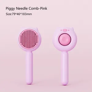 Good Service Pet Grooming Brush Pink Orange Cats And Dogs Self Cleaning Stainless Steel Needle Comb
