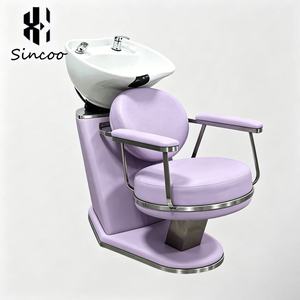 Custom Design Premium Hair Salon Shampoo Chair Ceramic Head Basin Gold-Plated Base Salon Shampoo Chair Barber Chair <b>Set</b> - Product Image 4