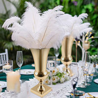 Grande Vase de Fleurs Trompette de Luxe Magnifique en Fer Doré et Argenté, Centres de Table de Mariage Décoratifs – Vase à Fleurs Doré