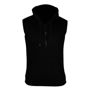 Sweat-shirts sans manches à fermeture éclair personnalisés avec logo imprimé, en polaire, pour l'automne, écologiques, en polyester/coton respirant pour hommes - Product Image 5