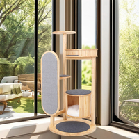 Arbre à chat moderne en bois avec maisonnette, grande planche à gratter en sisal, perchoir en fourrure, mobilier d'intérieur pour chatons